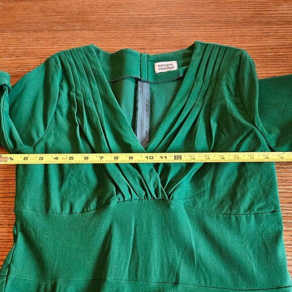 Unique Vintage Delores 1950s Emerald Green Swing Dress XXL - Picture 5 of 10